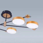 Lustra LED cu telecomanda GRUPCES 110W, 6 Elemente, lumina Rece/Calda/Neutra, Dimabila, Auriu Negru - imagine 4