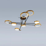 Lustra LED cu telecomanda GRUPCES 152W, 8 Elemente, lumina Rece/Calda/Neutra, Dimabila, Auriu Negru - imagine 5