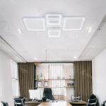 Lustra LED cu telecomanda ELLA 85W, 4 Patrate, lumina Rece/Calda/Neutra, Dimabila, Alb - imagine 5