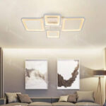 Lustra LED cu telecomanda ELLA 85W, 4 Patrate, lumina Rece/Calda/Neutra, Dimabila, Alb - imagine 4
