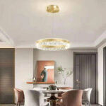 Lustra LED suspendata cu telecomanda BRINDA 124W, lumina Rece/Calda/Neutra, Dimabila, Auriu, Inaltime Reglabila - imagine 4