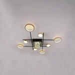 Lustra LED cu telecomanda si cristal MISEL 168W, 9 Elemente, lumina Rece/Calda/Neutra, Dimabila, Negru Auriu - imagine 4