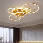 Lustra LED cu telecomanda LYRA 248W, 5 Cercuri, lumina Rece/Calda/Neutra, Dimabila, Auriu Periat - imagine 3