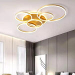 Lustra LED cu telecomanda LYRA 248W, 5 Cercuri, lumina Rece/Calda/Neutra, Dimabila, Auriu Periat - imagine 4