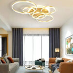 Lustra LED cu telecomanda LYRA 248W, 5 Cercuri, lumina Rece/Calda/Neutra, Dimabila, Auriu Periat - imagine 5