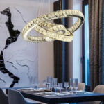 Lustra LED suspendata cu telecomanda si cristal TEATRU 36W, 3 Cercuri, lumina Rece/Calda/Neutra, Dimabila, Crom Lucios, Inaltime Reglabila - imagine 3