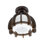 Lustra Mina, 1*E27, Maro cu Alb, Lemn si Sticla - imagine 3