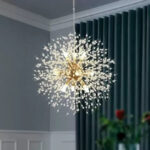 Candelabru Cristal Schonbrunn, 6x G9, Diametru 40cm, Auriu Lucios, Inaltime Reglabila - imagine 3