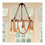Lustra Snuri Rustic 6x E27 Circulara Franghie Suspendata - imagine 3