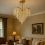 Candelabru Cristal CONWY Eleganza, 4xE27, Diametru 47cm, Auriu - imagine 4