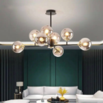 Lustra Jermija cu Abajur, 8x E27, Auriu Negru - imagine 4