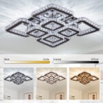 Lustra LED cu telecomanda si cristal QUADRIA SUPREMO RGB 198W, 8 Patrate, lumina Rece/Calda/Neutra, Dimabila, Crom Lucios - imagine 4