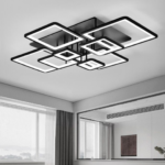 Lustra LED cu telecomanda ELLA 203W, 8 Patrate, lumina Rece/Calda/Neutra, Dimabila, Negru - imagine 4