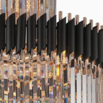 Candelabru Cristal VERSAILLES Supremo 12xE14, Diametru 80cm, Auriu Lucios si Negru, Inaltime Reglabila - imagine 5