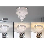 Candelabru LED Alberico Rotund, 20W, Lumina Rece/Calda/Neutra, Cristal, Crom Lucios - imagine 5