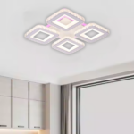 Lustra LED cu telecomanda si cristal LEILA RGB 79W, 4 Patrate, lumina Rece/Calda/Neutra, Dimabila, Alb Crom Lucios - imagine 5