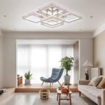 Lustra LED cu telecomanda cu cristal QUADRIA SUPREMO RGB, 148W, 5 Patrate, lumina Rece/Calda/Neutra, Dimabila, Crom Lucios - imagine 4