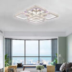 Lustra LED cu telecomanda cu cristal QUADRIA SUPREMO RGB, 148W, 5 Patrate, lumina Rece/Calda/Neutra, Dimabila, Crom Lucios - imagine 5