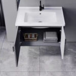 Set Mobilier pentru Baie MYKONOS, 80x40cm, 2 Piese, Gri si Alb - imagine 5