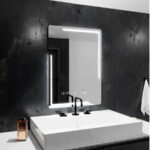 Oglinda LED Rectangulara, 60x80cm, Rayonnement MotionGlow Marcello, Sistem Dezaburire, Ceas & Termometru, Dimabila