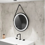 Oglinda LED Rotunda, 60cm, Celeste Majeste Noir Eleve MotionGlow Marcello, Sistem Dezaburire, Ceas & Termometru, Dimabila - imagine 3