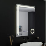 Oglinda LED Rectangulara, 60x80cm, Precision MotionGlow Marcello, Sistem Dezaburire, Ceas & Termometru, Lupa Cosmetica, Dimabila