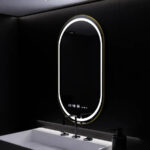 Oglinda LED Ovala, 50x80cm, Roven Senzor MotionGlow Marcello, Sistem Dezaburire, Ceas & Termometru, Dimabila