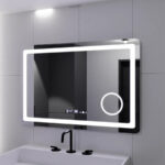 Oglinda LED Rectangulara, 90x60cm, Souverain MotionGlow Marcello, Sistem Dezaburire, Ceas & Termometru, Lupa Cosmetica, Dimabila