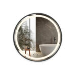 Oglinda LED Touch Splend'or cu Senzor de Miscare si Ceas, Rama Negru Mat, 70x70cm - imagine 3