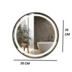 Oglinda LED Touch Splend'or cu Senzor de Miscare si Ceas, Rama Negru Mat, 70x70cm - imagine 4