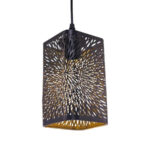 Pendul Izaria, 3*E27, Negru cu Auriu, Metal - imagine 3