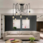 Pendul Paianjen 6*E27, Negru, Metal - imagine 3