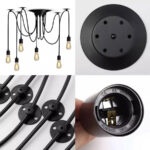 Pendul Paianjen 6*E27, Negru, Metal - imagine 4