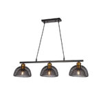 Lustra Metalica FATANS 3xE27, Plasa Neagra, Inaltime Reglabila