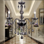Candelabru Cristal AUGUST Eleganza, 3xE14, Diametru 48cm, Negru, Inaltime Reglabila