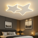 Lustra LED cu telecomanda 41W, Stele, lumina Rece/Calda/Neutra, Dimabila, Alb