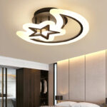Lustra LED cu telecomanda LUNA SI STEA 45W, 2 Elemente, lumina Rece/Calda/Neutra, Dimabila, Negru