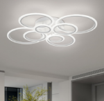Lustra LED cu telecomanda BETTY 130W, 8 Cercuri, lumina Rece/Calda/Neutra, Dimabila, Alb