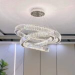 Lustra LED LLC130/3CH, Cristal si Metal, 120W, 3 Cerucir, Dimabila, Inaltime Reglabila, Lumina Rece/Calda/Neutra, Iluminat Luxos - imagine 4