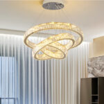 Lustra LED LLC130/3CH, Cristal si Metal, 120W, 3 Cerucir, Dimabila, Inaltime Reglabila, Lumina Rece/Calda/Neutra, Iluminat Luxos - imagine 5