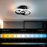 Lustra LED VERTEX CIRCULA 21W, 2 Cercuri, Rame Metalice, lumina Rece/Calda/Neutra, Negru - imagine 5