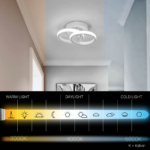 Lustra LED VERTEX CIRCULA 21W, 2 Cercuri, Rame Metalice, lumina Rece/Calda/Neutra, Alb - imagine 4