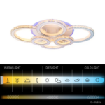 Lustra LED cu telecomanda si cristal NOVA ROTONDA RGB 154W, 6 Cercuri, lumina Rece/Calda/Neutra, Dimabila, Alb - imagine 4