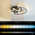 Lustra LED cu telecomanda LUNA SI STEA 45W, 2 Elemente, lumina Rece/Calda/Neutra, Dimabila, Negru - imagine 4