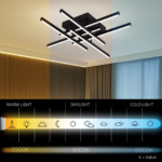 Lustra LED cu Telecomanda LINEX, 81W, 6 Elemente, Liniara, lumina Rece/Calda/Neutra, Dimabila, Negru - imagine 4