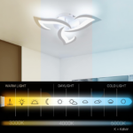 Lustra LED cu telecomanda LOTUS 32W, 3 Petale, lumina Rece/Calda/Neutra, Dimabila, Alb - imagine 4