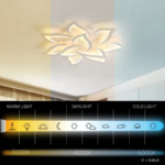 Lustra LED cu telecomanda LOTUS 91W, 9 Petale, lumina Rece/Calda/Neutra, Dimabila, Alb - imagine 4