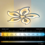 Lustra LED cu telecomanda JASMINE 66W, 5 Petale, lumina Rece/Calda/Neutra, Dimabila, Alb - imagine 4
