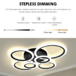 Lustra LED cu telecomanda BETTY 82W, 6 Cercuri, lumina Rece/Calda/Neutra, Dimabila, Negru - imagine 4