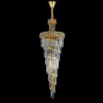 Candelabru Cristal WINDSOR Altiora, Diametru 60cm, Inaltime 1800cm, 26xE14, Auriu Lucios, Inaltime Reglabila, Design Elegant